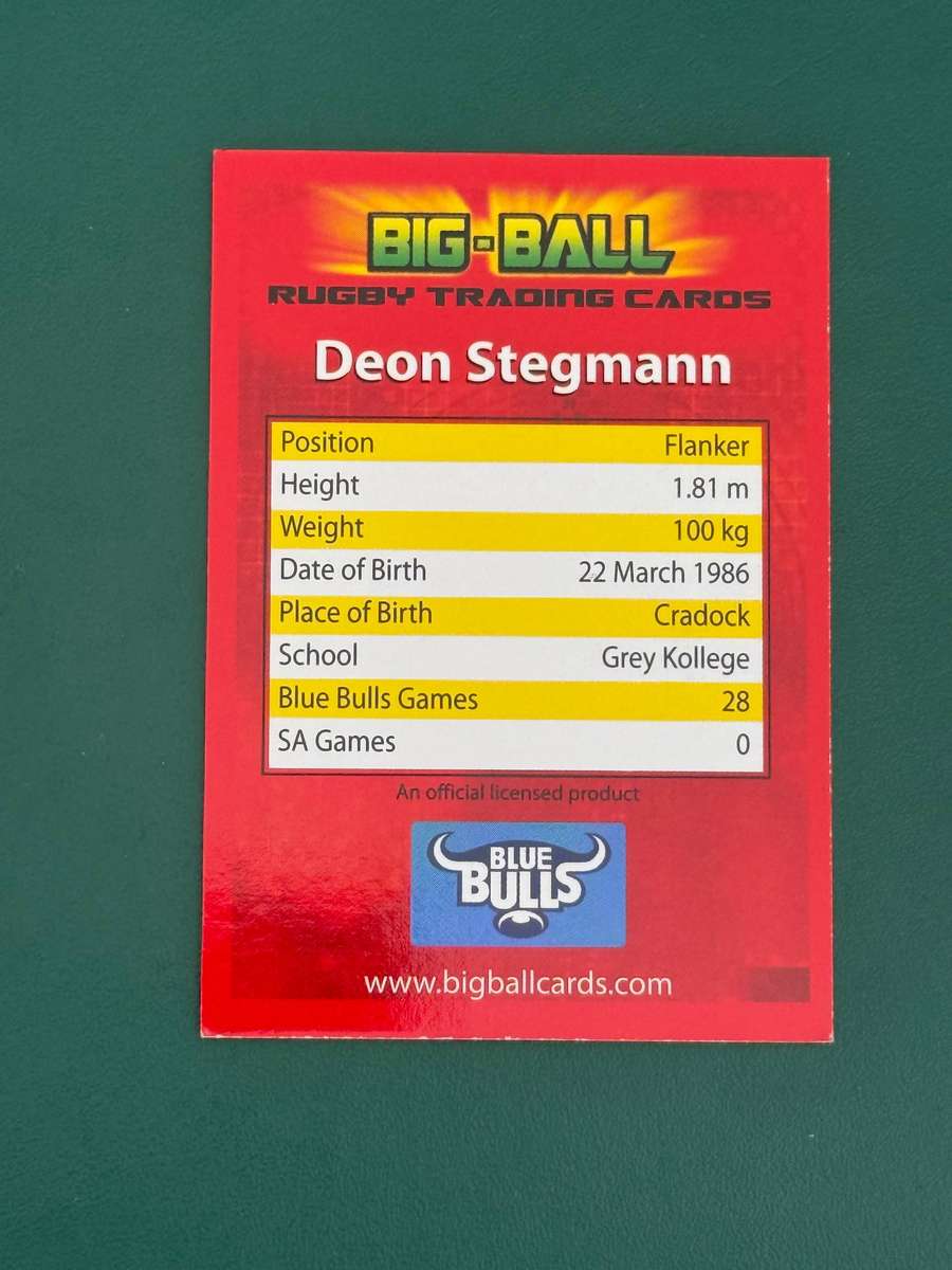 Rugby Card - *SIGNED* Deon Stegmann 2009 Big Ball Rugby Card Rugby Card