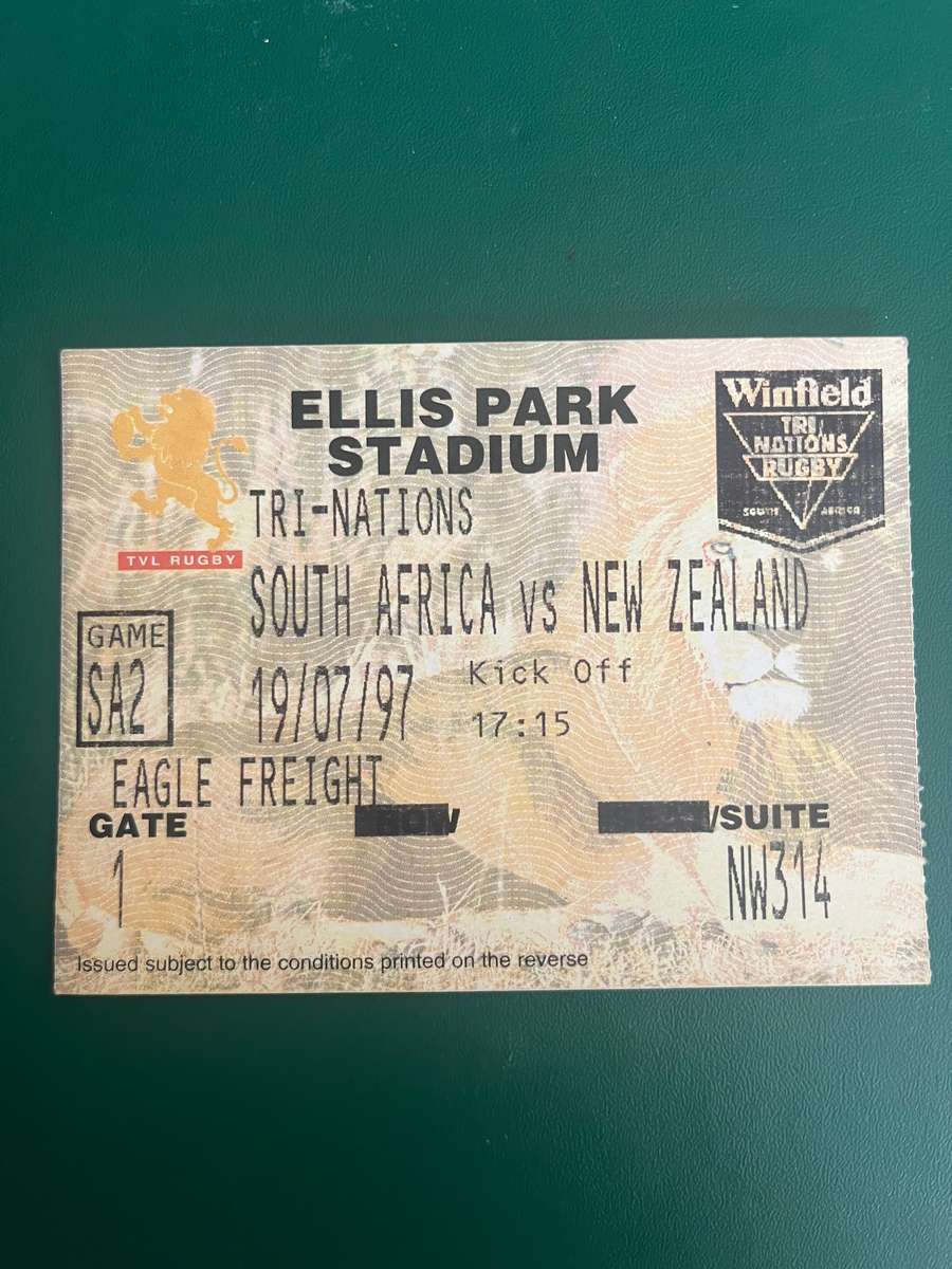 Rugby Ticket - South-Africa vs New Zealand All Blacks 19/07/1997