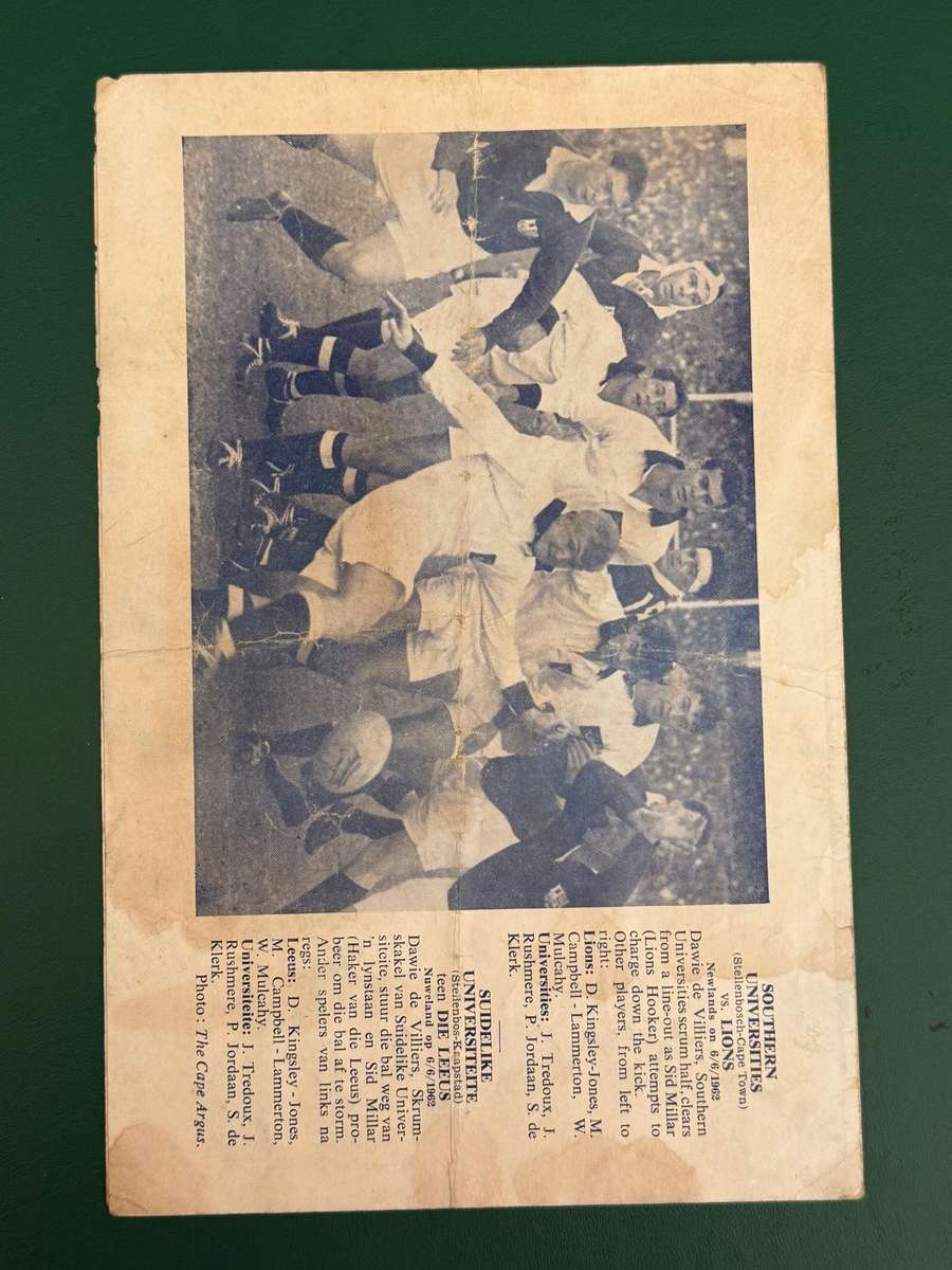 Rugby Programme - Western-Province vs British Lions 14/07/1962