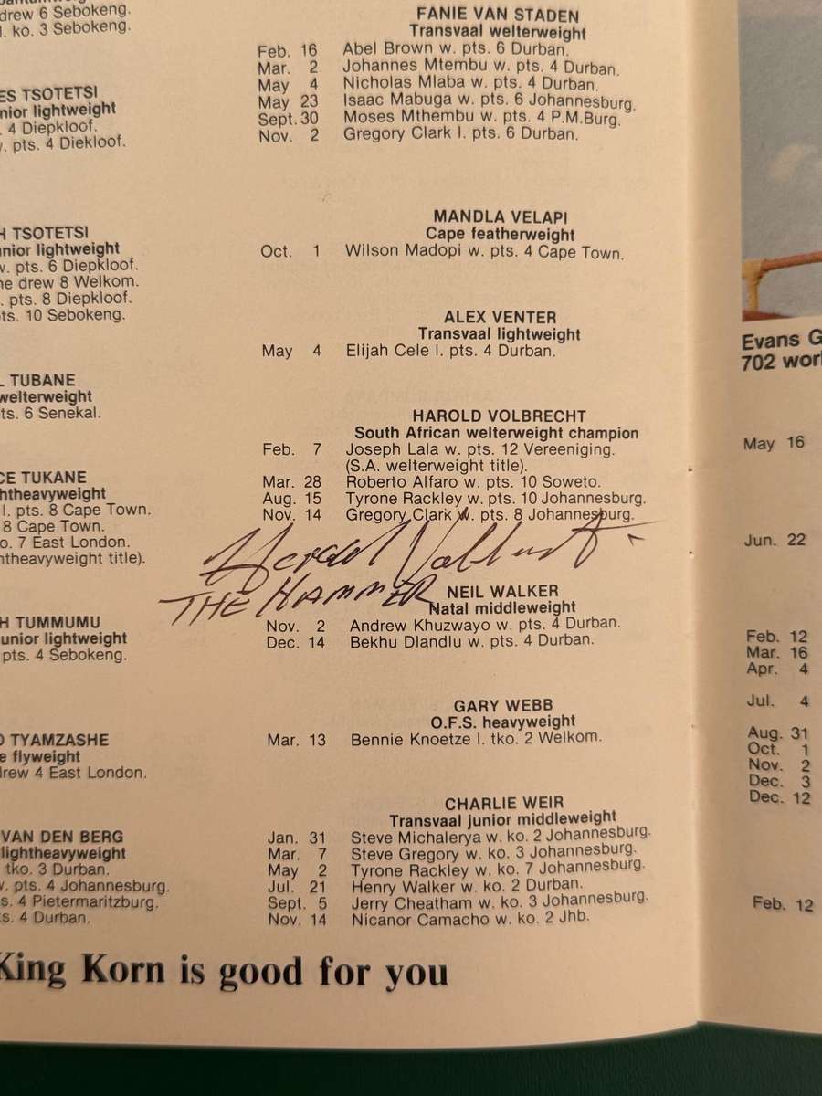 Boxing Booklet/Brochure - *SIGNED* King Korn Record Book 1982