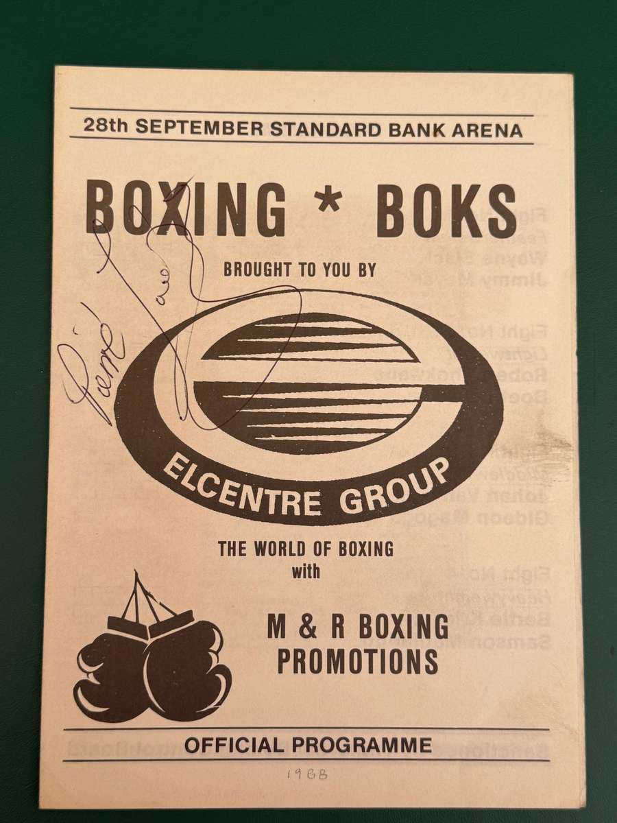 Boxing Programme - *SIGNED* Pierre Coetzer vs Manual de Almeida (Brazil) 28/09/1988