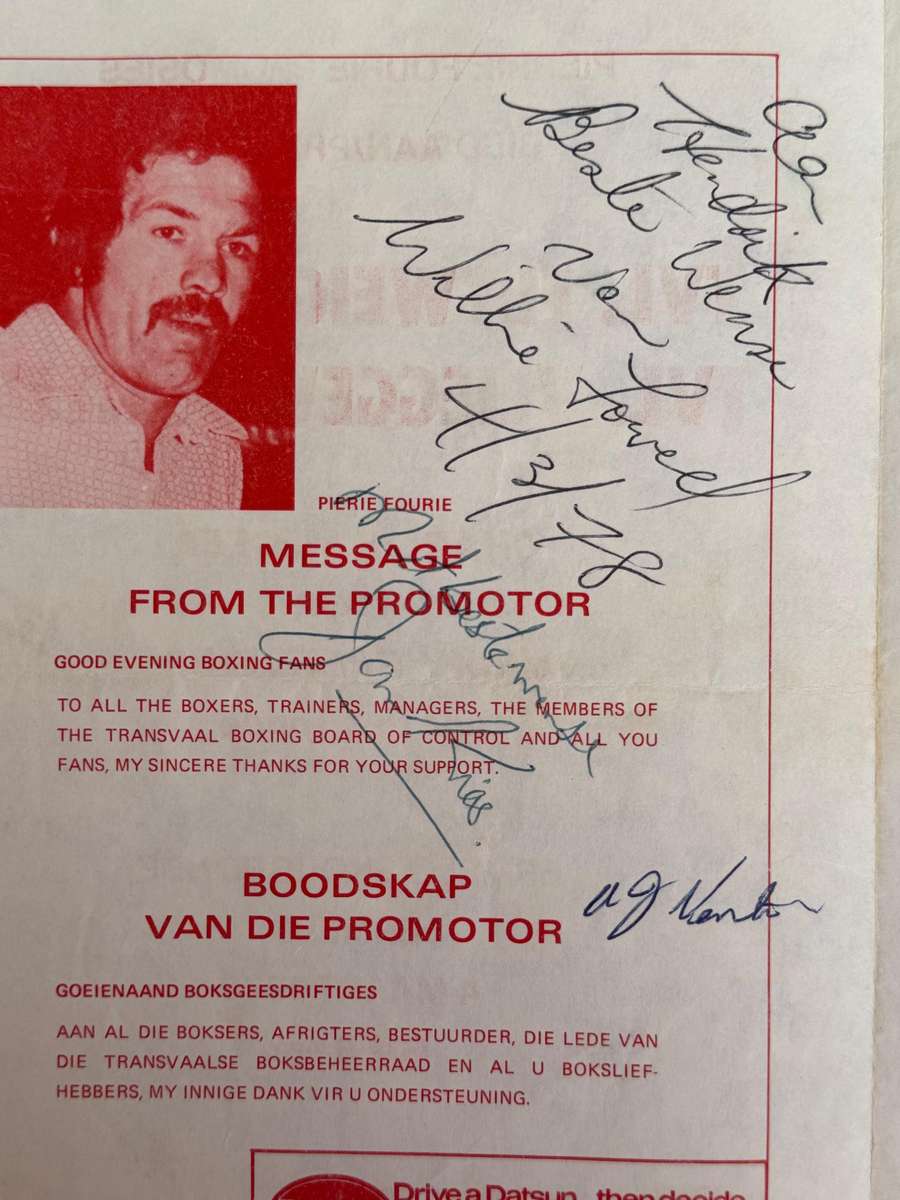 Boxing Programme - *SIGNED*  Charlie McGeer vs Vicky Pretorius 4/03/1978