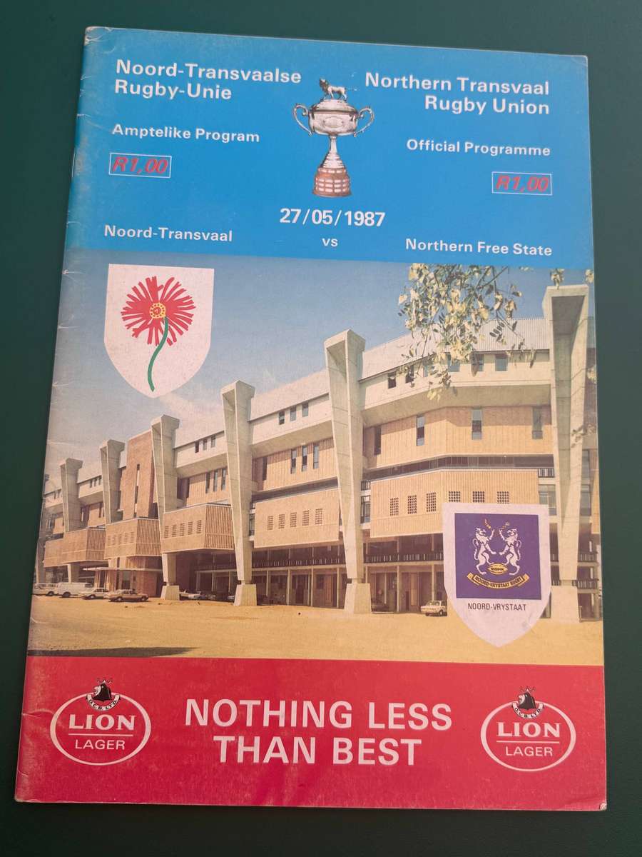Rugby Programme - Northern-Transvaal vs Northern Free State 27/05/1987