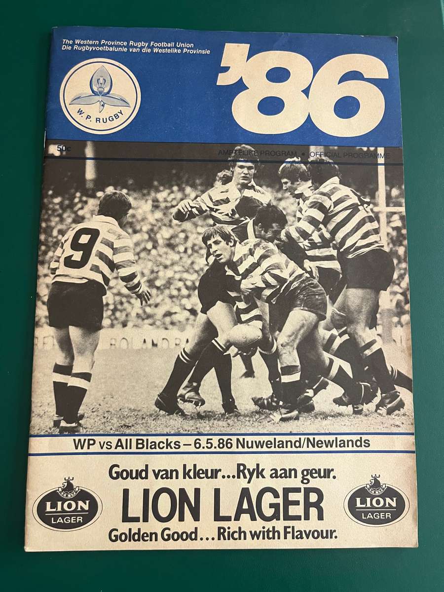 Rugby Programme - Western-Province vs NZ Cavaliers (All Blacks) 06/05/1986
