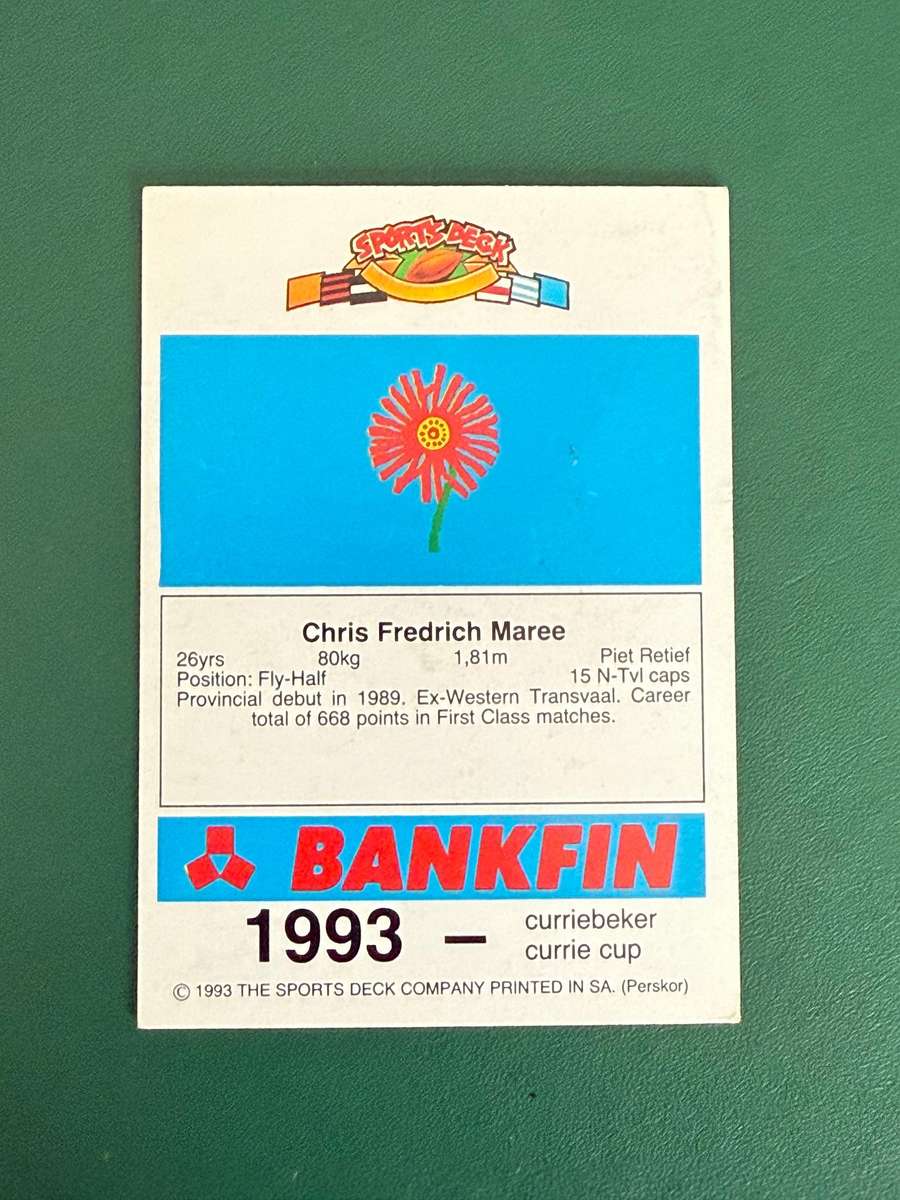 Rugby Card - Chris Maree 1993 Sports Deck Rugby Card