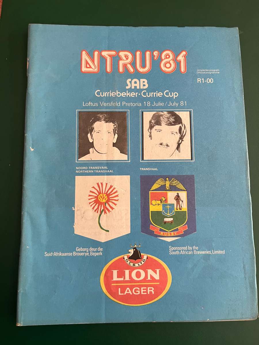 Rugby Programme - Northern-Transvaal vs Transvaal 18/07/1981