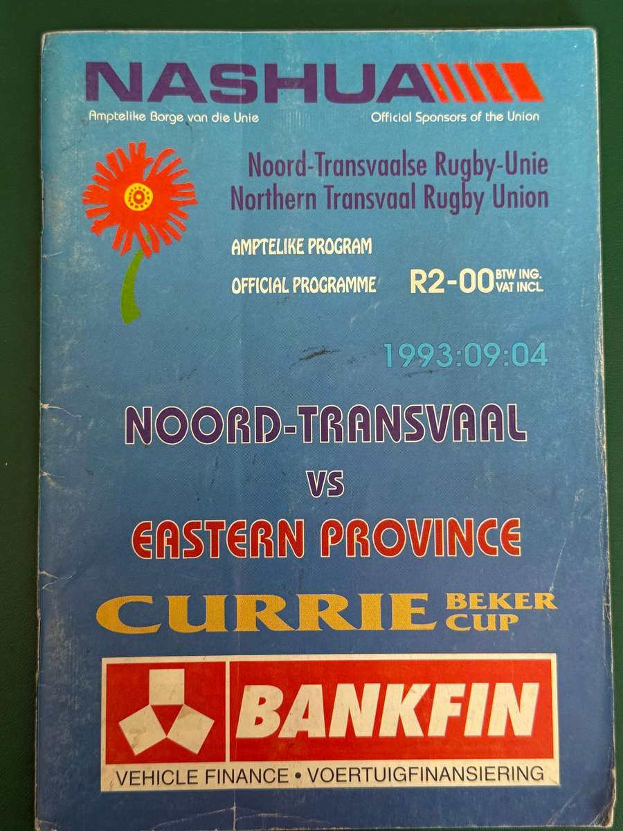 Rugby Programme - Northern-Transvaal vs Eastern-Province 04/09/1993