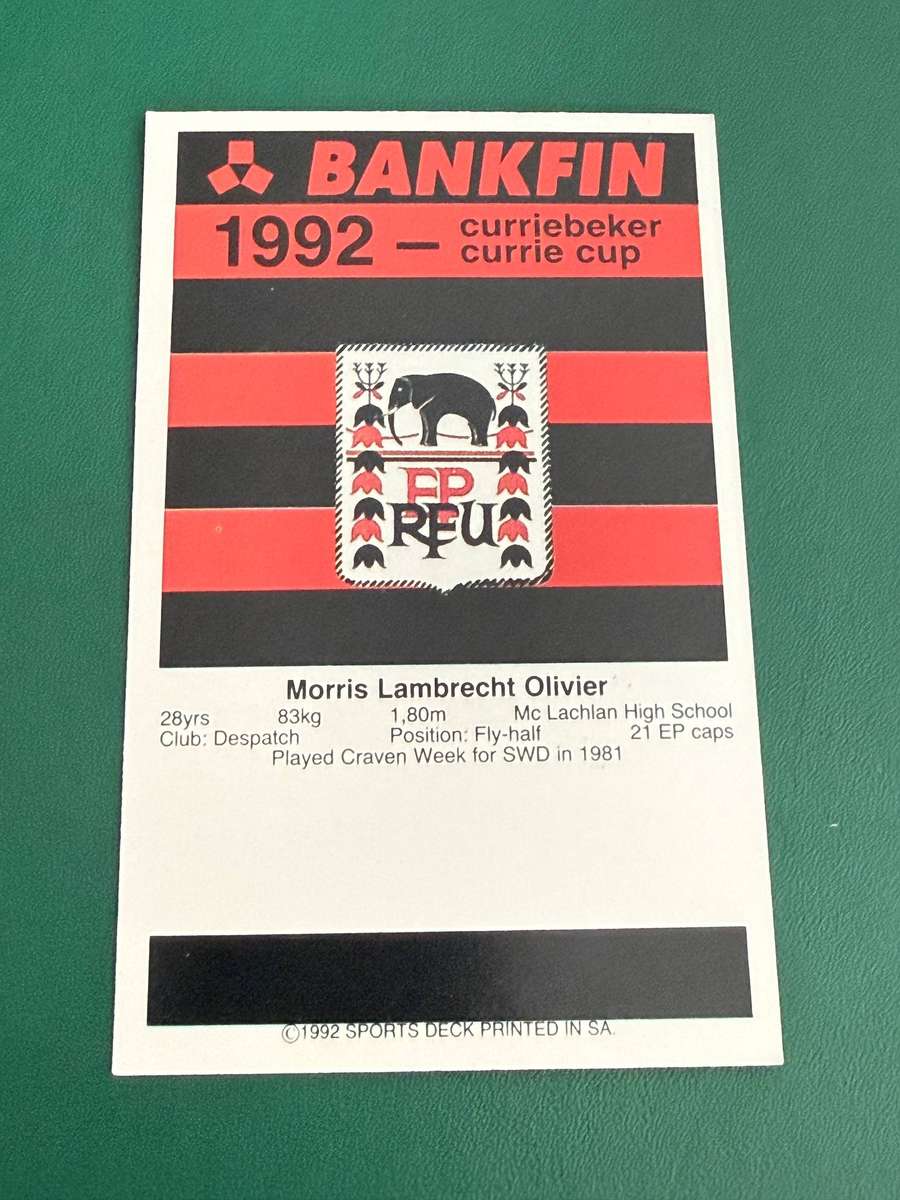 Rugby Card - *SIGNED* Morris Olivier 1992 Sports Deck Rugby Card