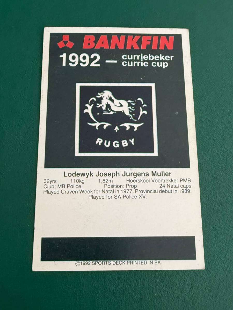 Rugby Card - *SIGNED* Lood Muller 1992 Sports Deck Rugby Card