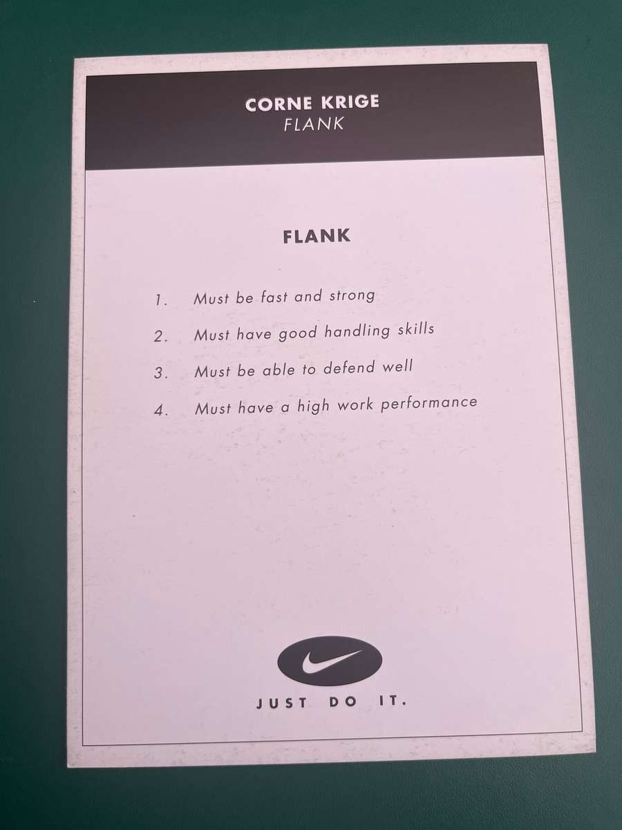 Rugby Card - Corne Krige 2000 Nike Rugby Card