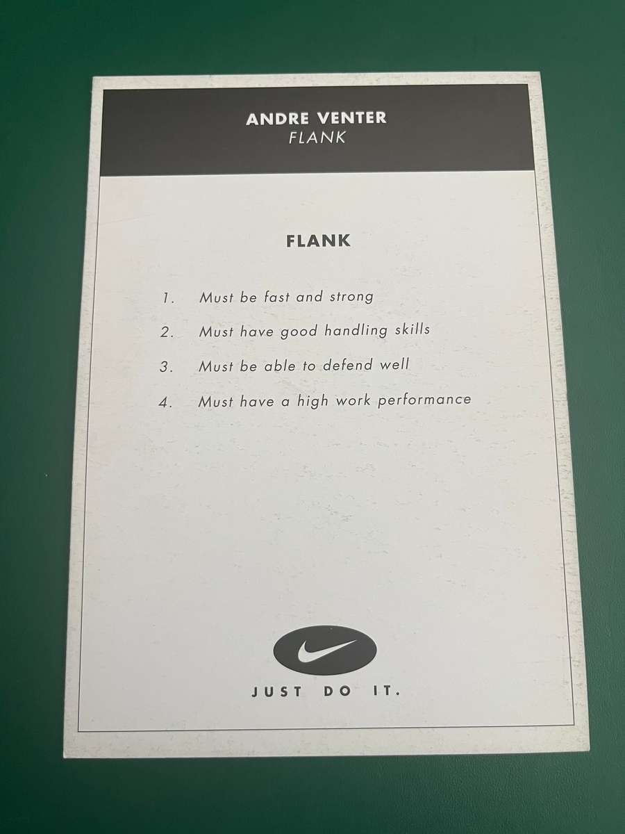 Rugby Card - Andre Venter 2000 Nike Rugby Card