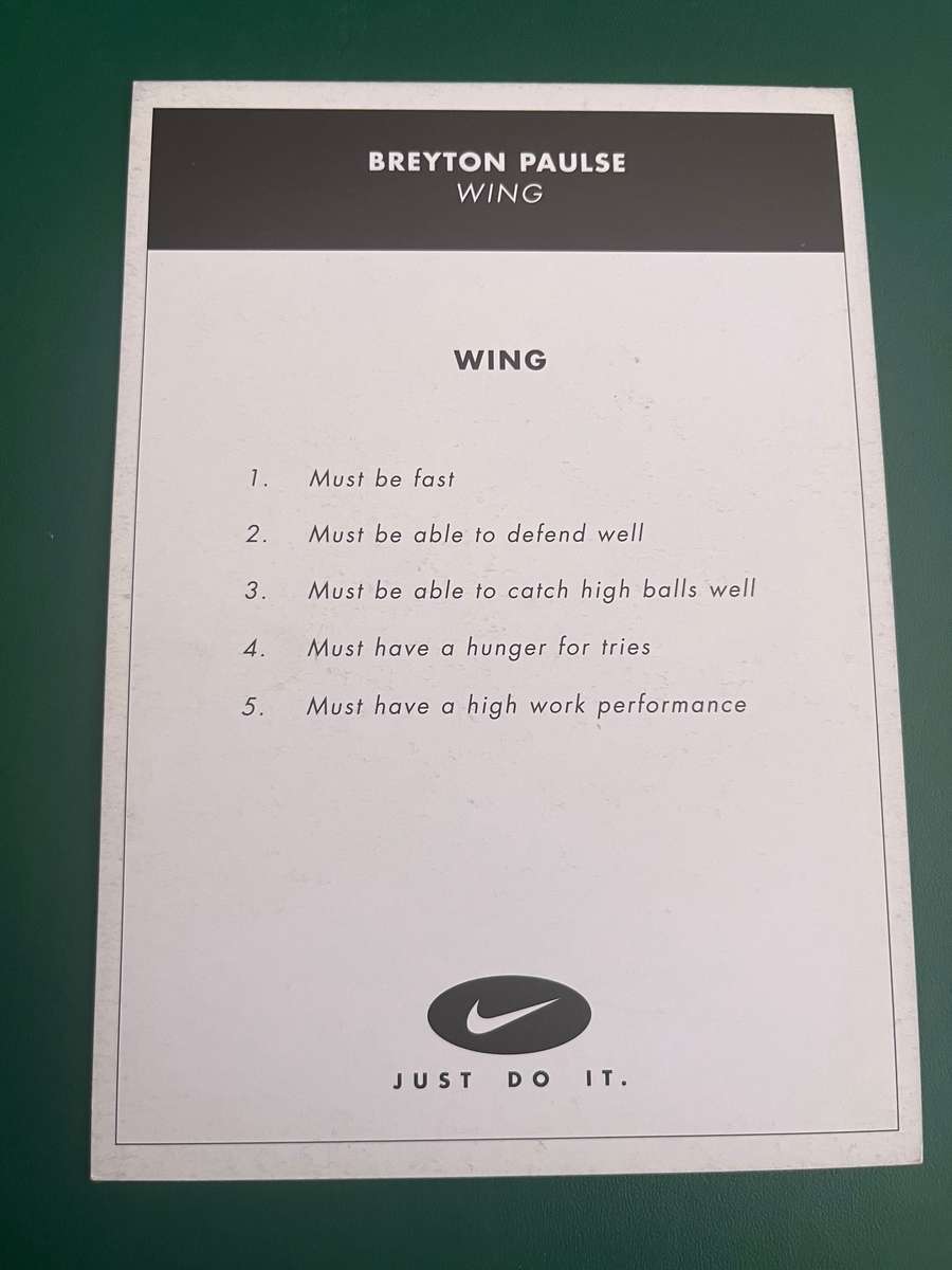 Rugby Card - Breyton Paulse 2000 Nike Rugby Card