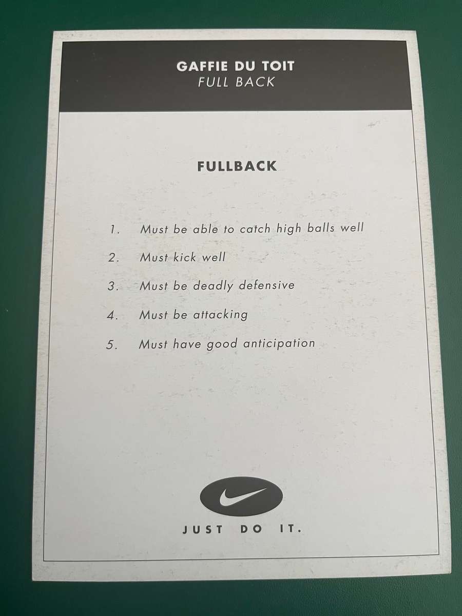 Rugby Card - Gaffie du Toit 2000 Nike Rugby Card
