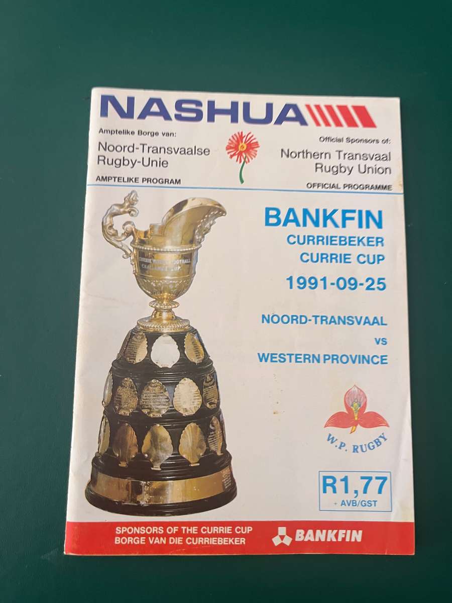 Rugby Programme - Northern-Transvaal vs Western-Province 25/09/1991