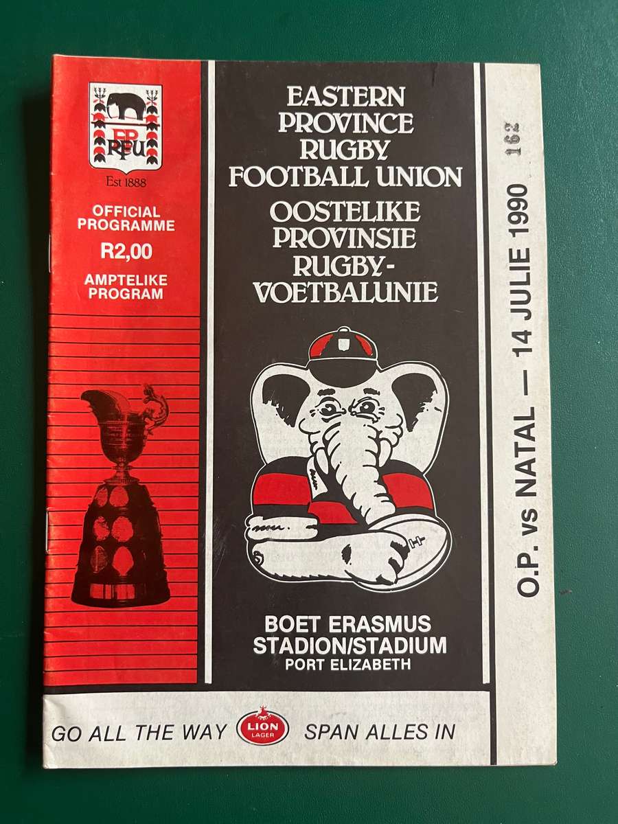 Rugby Programme - Eastern-Province vs Natal 14/07/1990