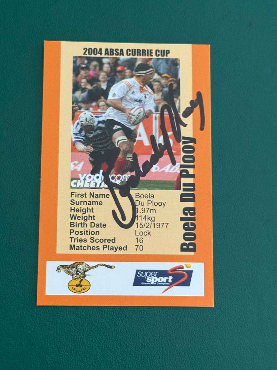 Rugby Card - *SIGNED* Boela du Plooy 2004 SCI Rugby Card