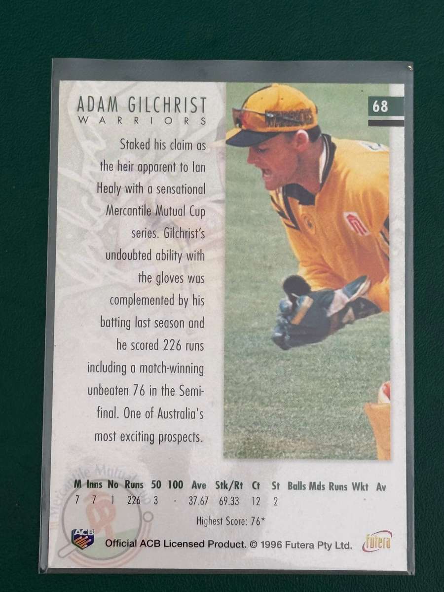 Cricket Card - *SIGNED* Adam Gilchrist 1996 Futera Cricket Card (Nr68)