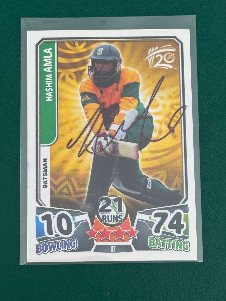 Cricket Card - *SIGNED*  Hashim Amla 2014 Cricket Attax Cricket Card (Nr97)