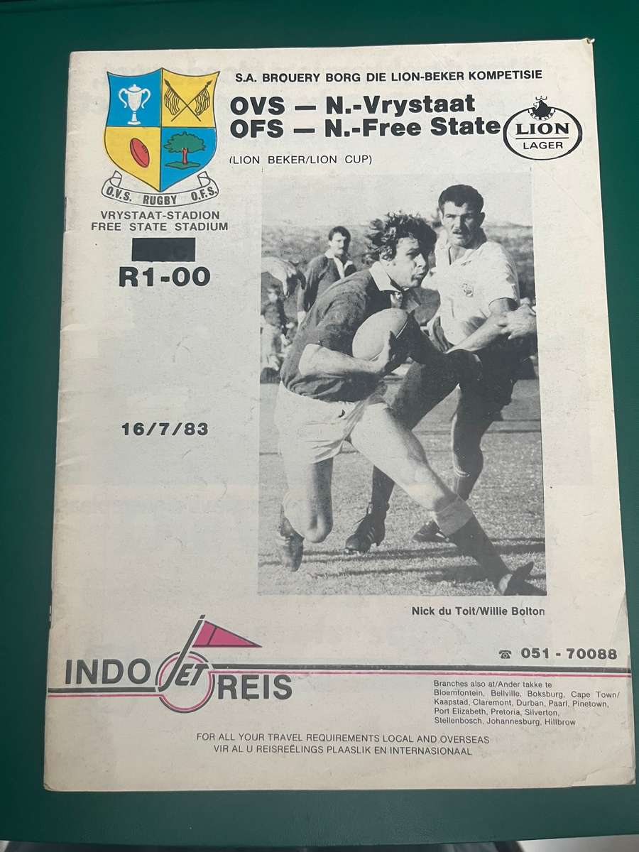 Free State Rugby Programmes Sporting Memorabilia - Rugby Programme - Free State vs Northern Free ...