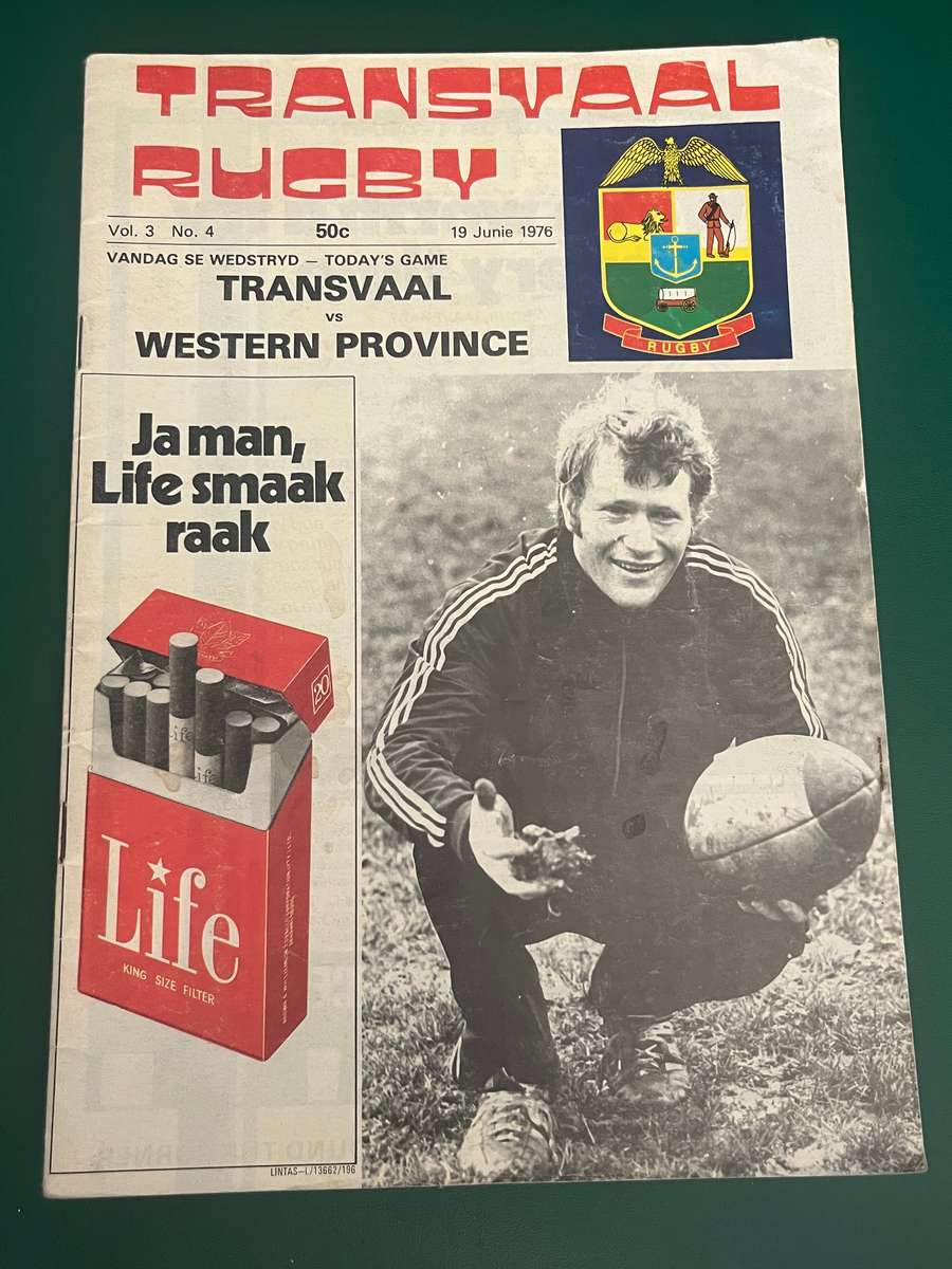 Rugby Programme - Transvaal vs Western-Province 19/06/1976