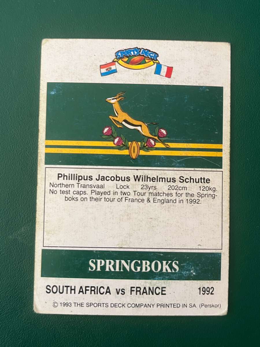 Rugby Card - Phillip Schutte 1993 Sports Deck Rugby Card