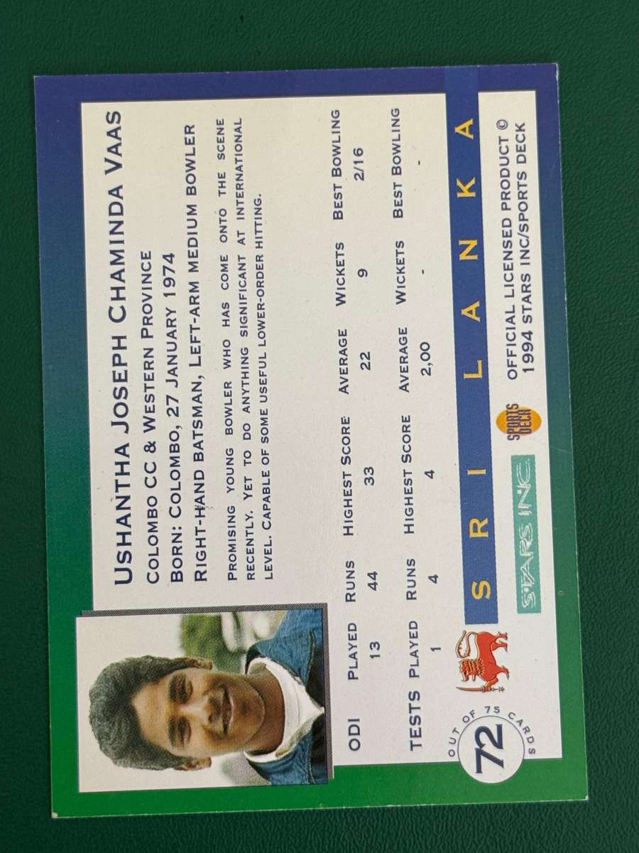 Cricket Card - *SIGNED* Chaminda Vaas 1994 Sports Deck Cricket Card