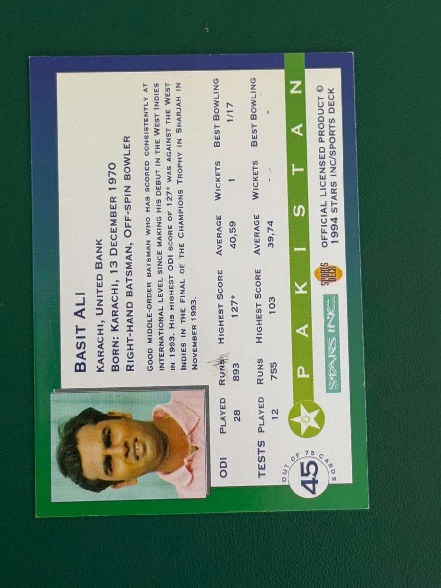 Cricket Card - *SIGNED* Basit Ali 1994 Sports Deck Cricket Card