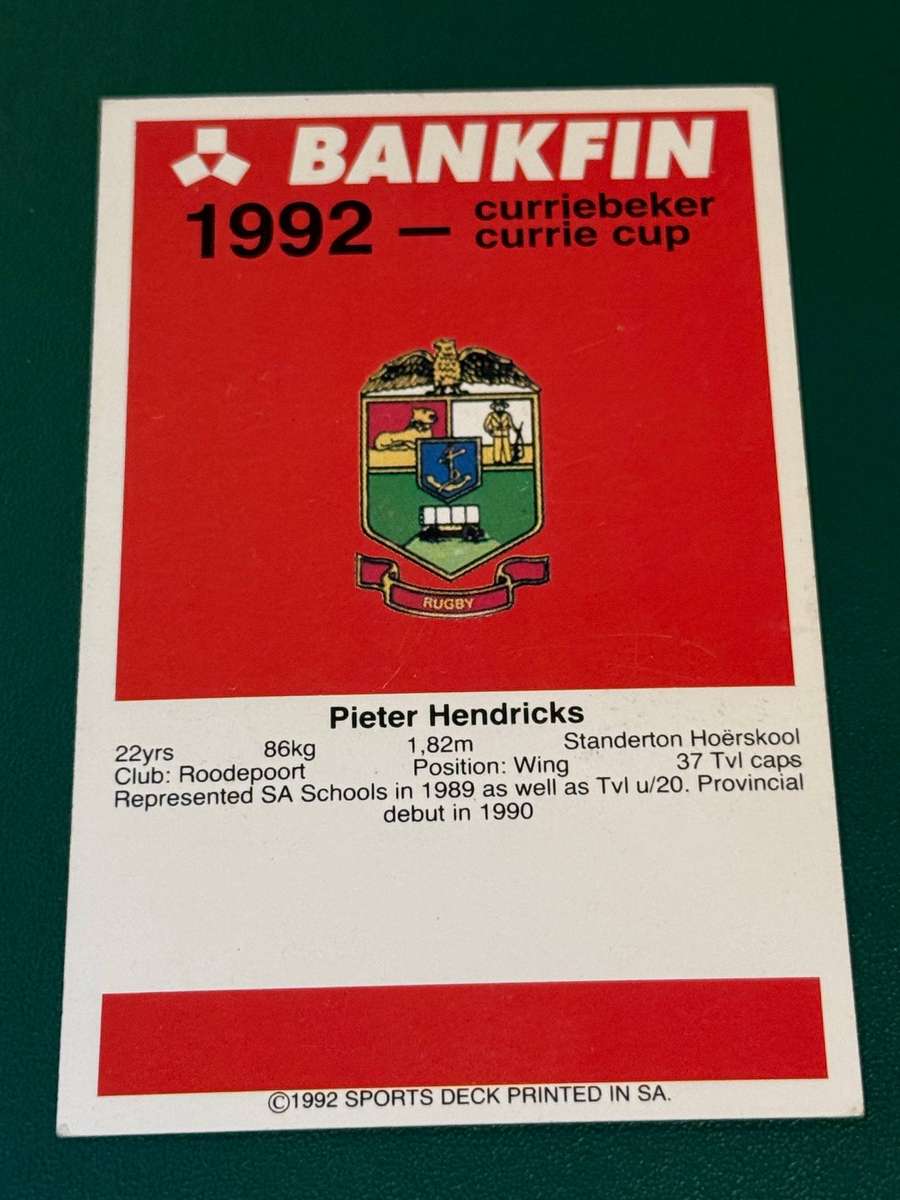 Rugby Card - *SIGNED* Pieter Hendriks 1992 Sports Deck Rugby Card