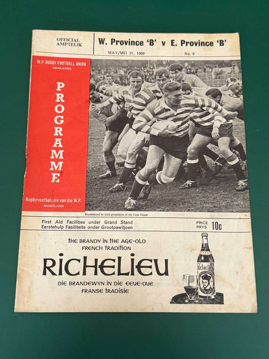 Rugby Programme - Western-Province B vs Eastern-Province B (Friendly Interprovincial 31/05/1969)