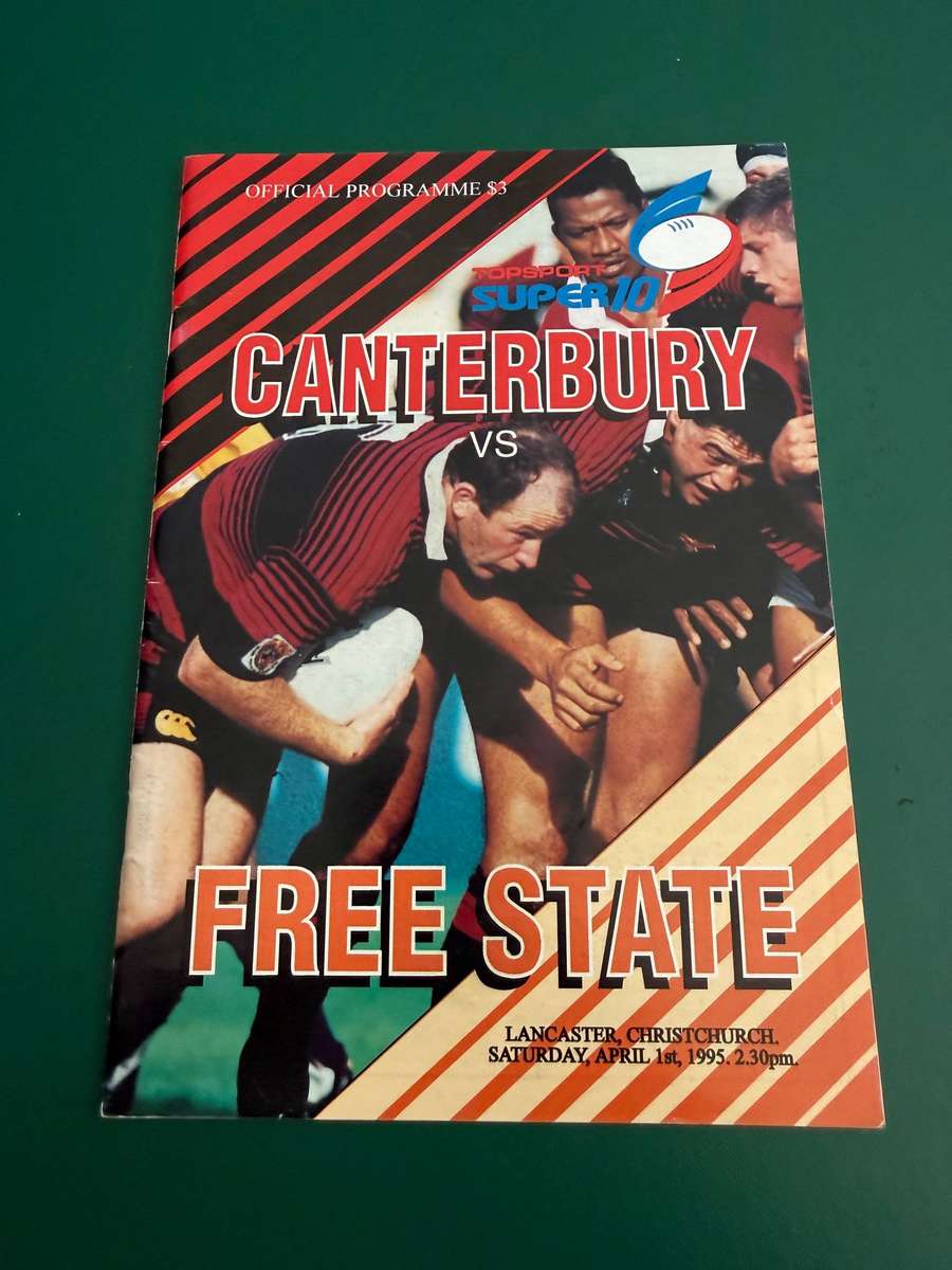 Rugby Programme - *SUPER 10* Canterbury vs Free State 01/04/1995 (Lancaster Park)