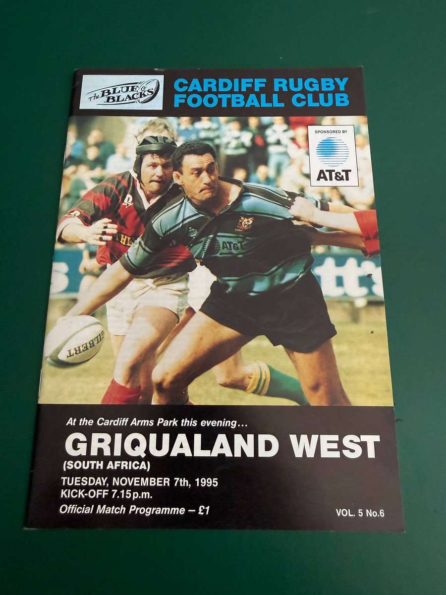 Rugby Programme - Cardiff vs Griquas 07/11/1995 (Cardiff Arms Park)