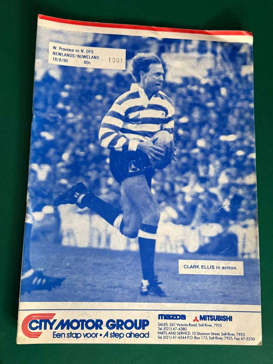 Rugby Programme -  Western-Province vs Northern Free State 18/08/1990