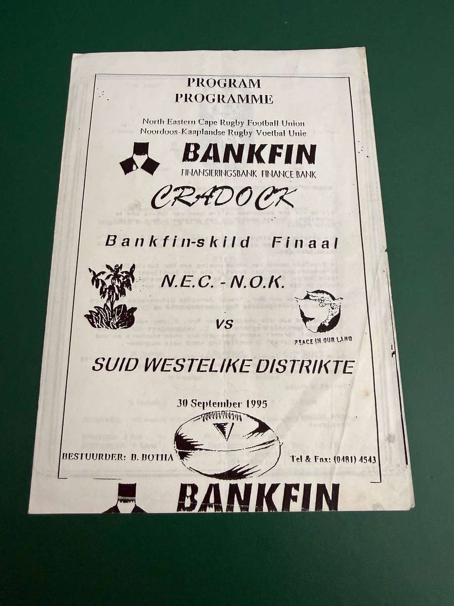 Rugby Programme - *Bankfin Shield FINAL* North Eastern Cape vs South Western Districts 30/09/1995