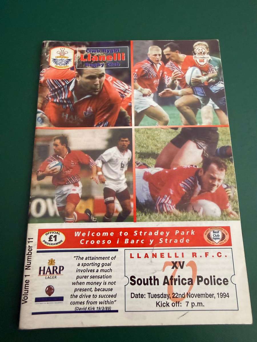 Rugby Programme - Llanelli vs South-Africa Police 22/11/1994