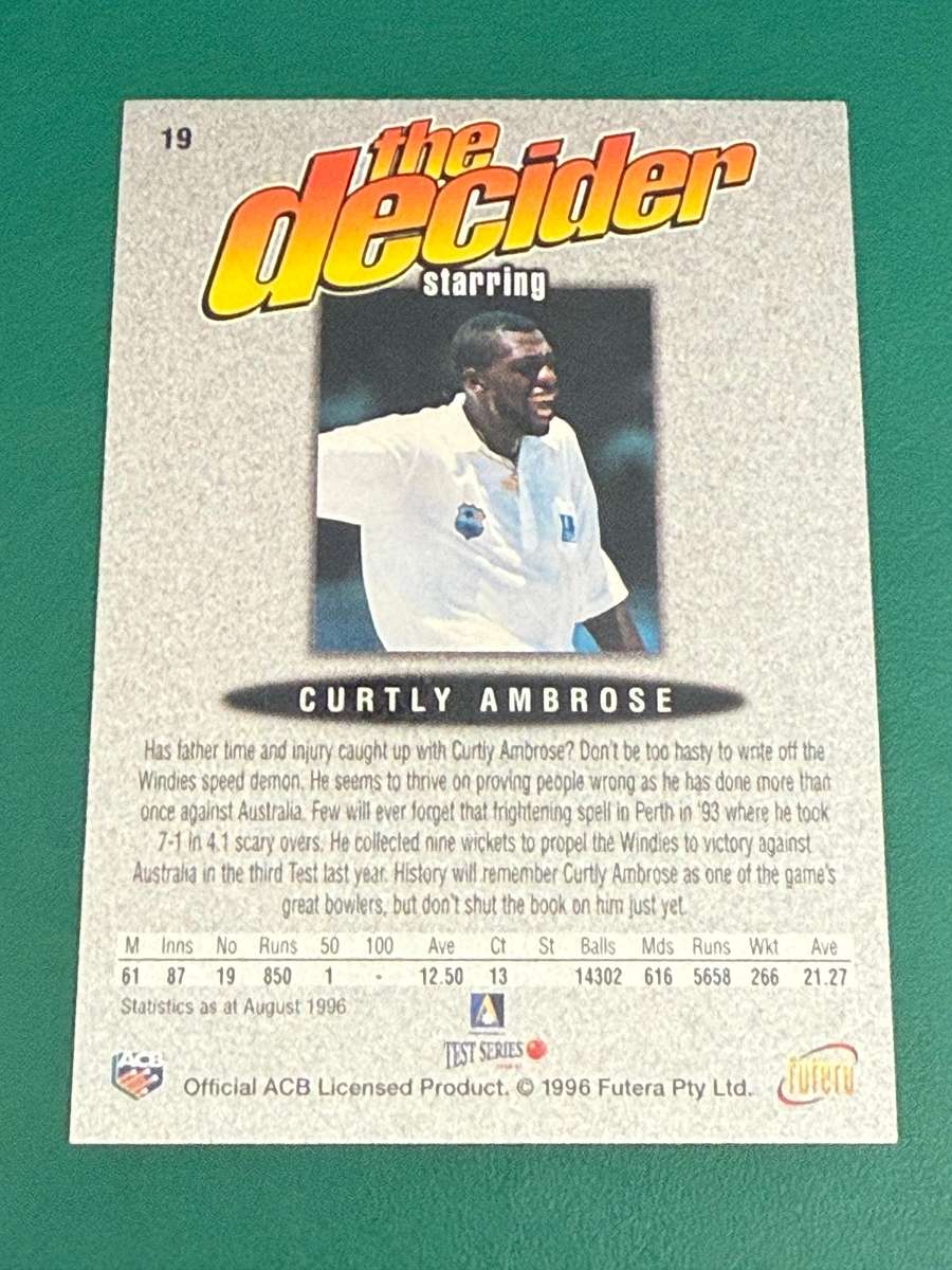 Cricket Card - Curtly Ambrose (Nr19) 1996 Futera Cricket Card