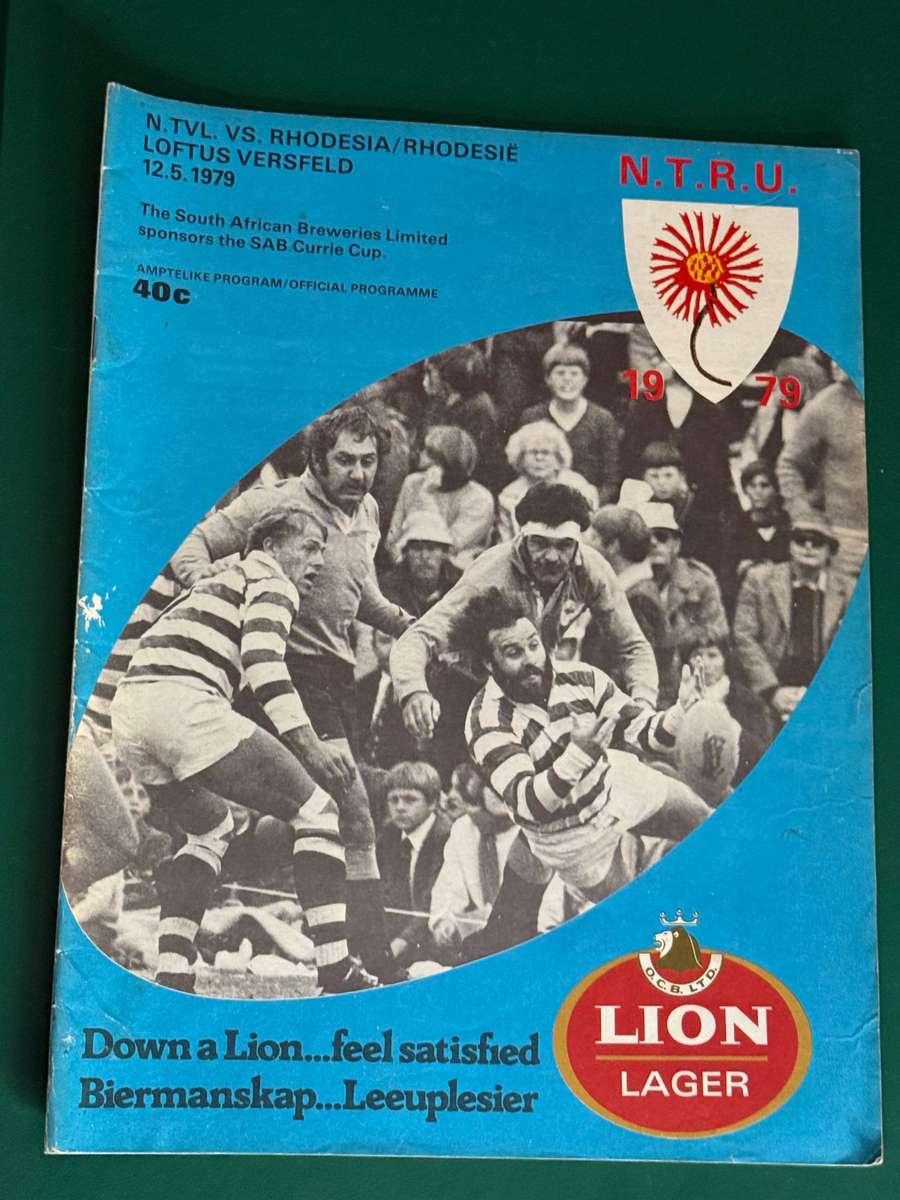 Rugby Programme - Northern-Transvaal vs Rhodesia 12/05/1979