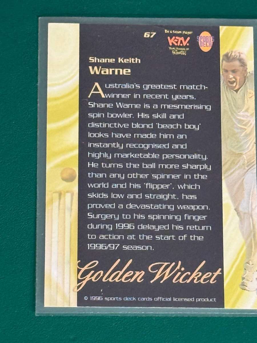 Cricket Card - *SIGNED* Shane Warne Golden Wicket 1996 Sports Deck Cricket Card