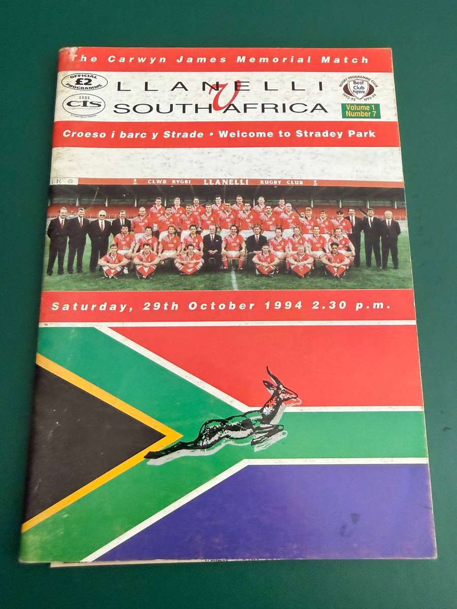 Rugby Programme - *TOUR* Llanelli vs South-Africa 29/10/1994