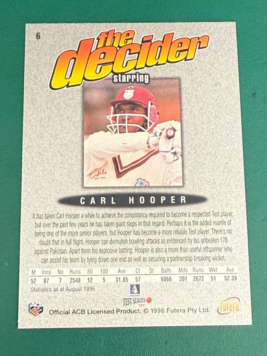 Cricket Card - Carl Hooper (Nr6) 1996 Futera Cricket Card