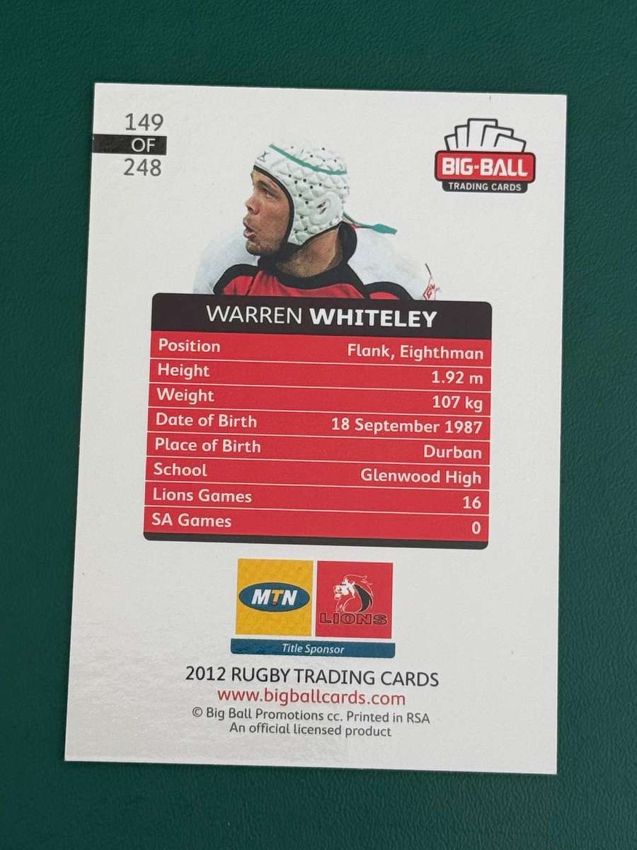Rugby Card - *SIGNED* Warren Whiteley 2012 Big Ball Rugby Card