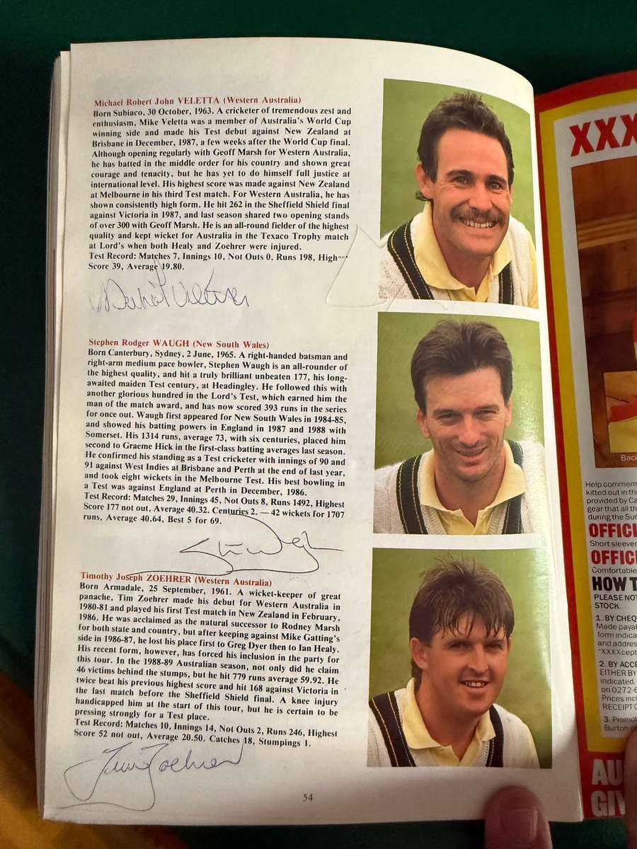 Cricket Programme - *SIGNED by 30* England vs Australia 27 July - 1 August 1989 (Fourth Ashes Test)