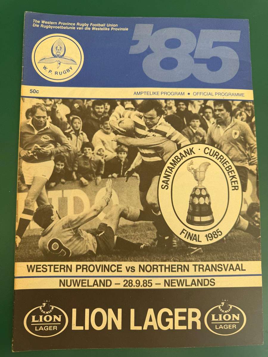 Rugby Programme - *CURRIE CUP FINAL* Western-Province vs Northern Transvaal 28/09/1985