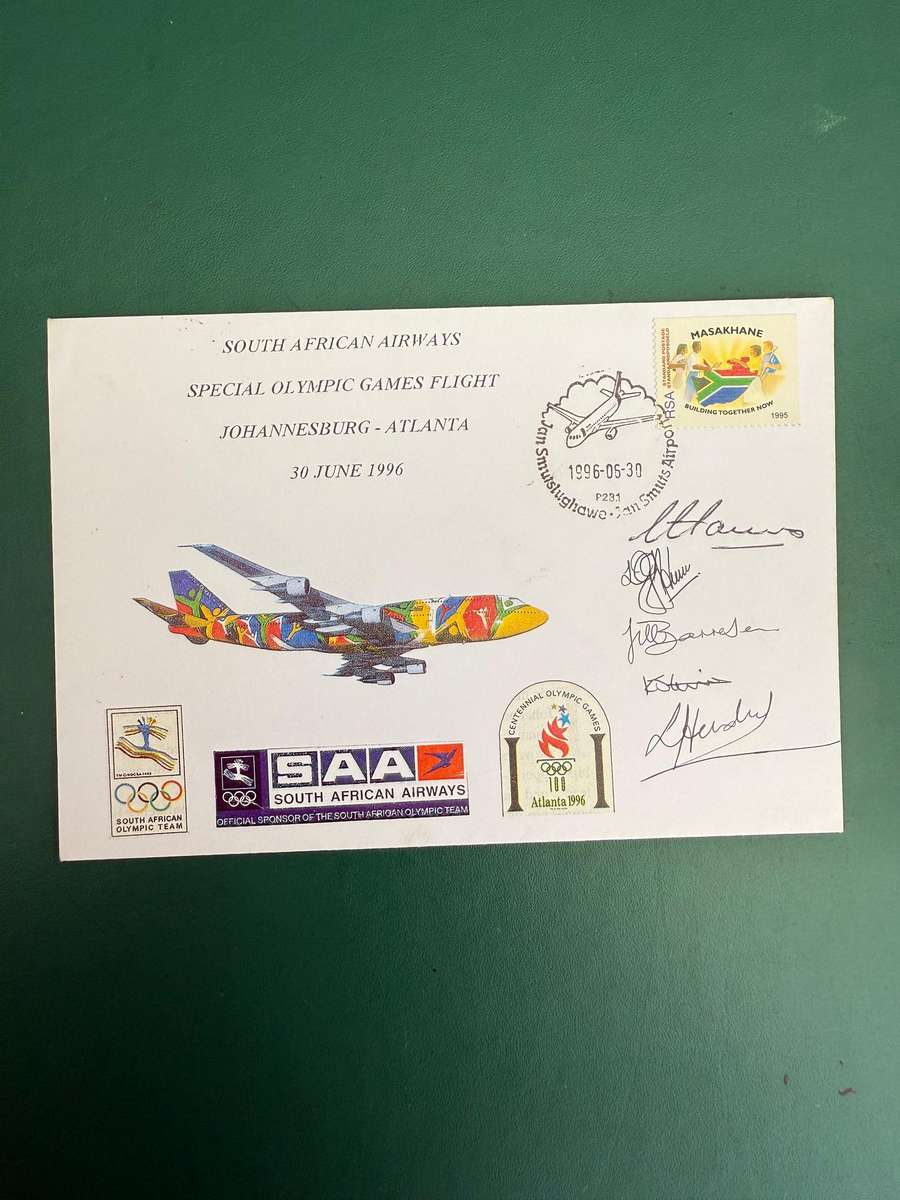 First Day Cover /FDC - *SIGNED* 1996 Atlanta Olympic Games Special Flight 30/06/1996
