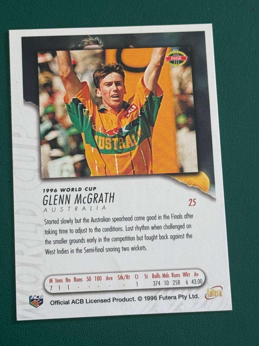 Cricket Card - *SIGNED* Glenn Mcgrath 1996 Cricket World Cup Futera Card