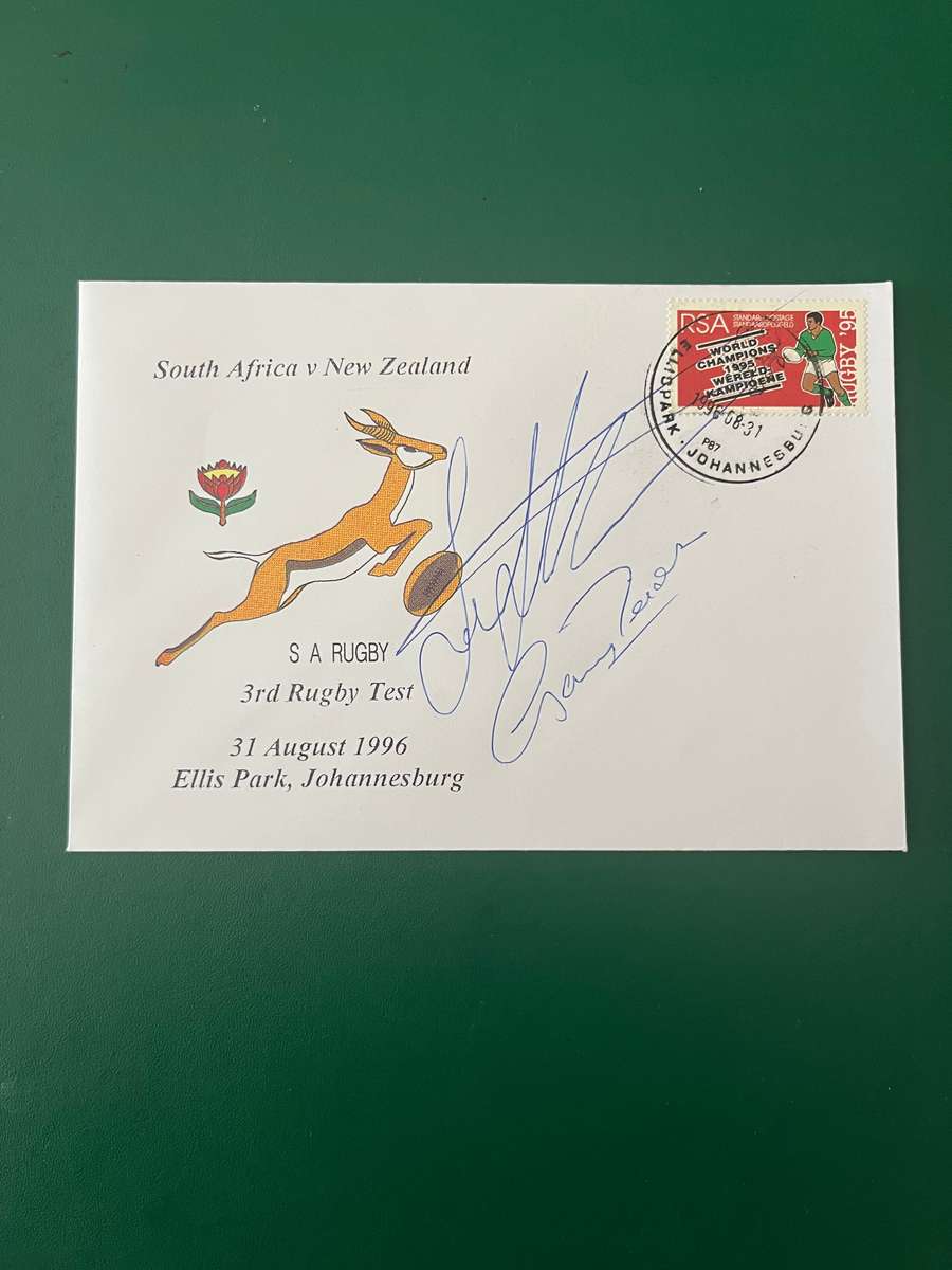 Rugby - *SIGNED* FDC/First Day Cover South-Africa vs New Zealand 31/08/1996