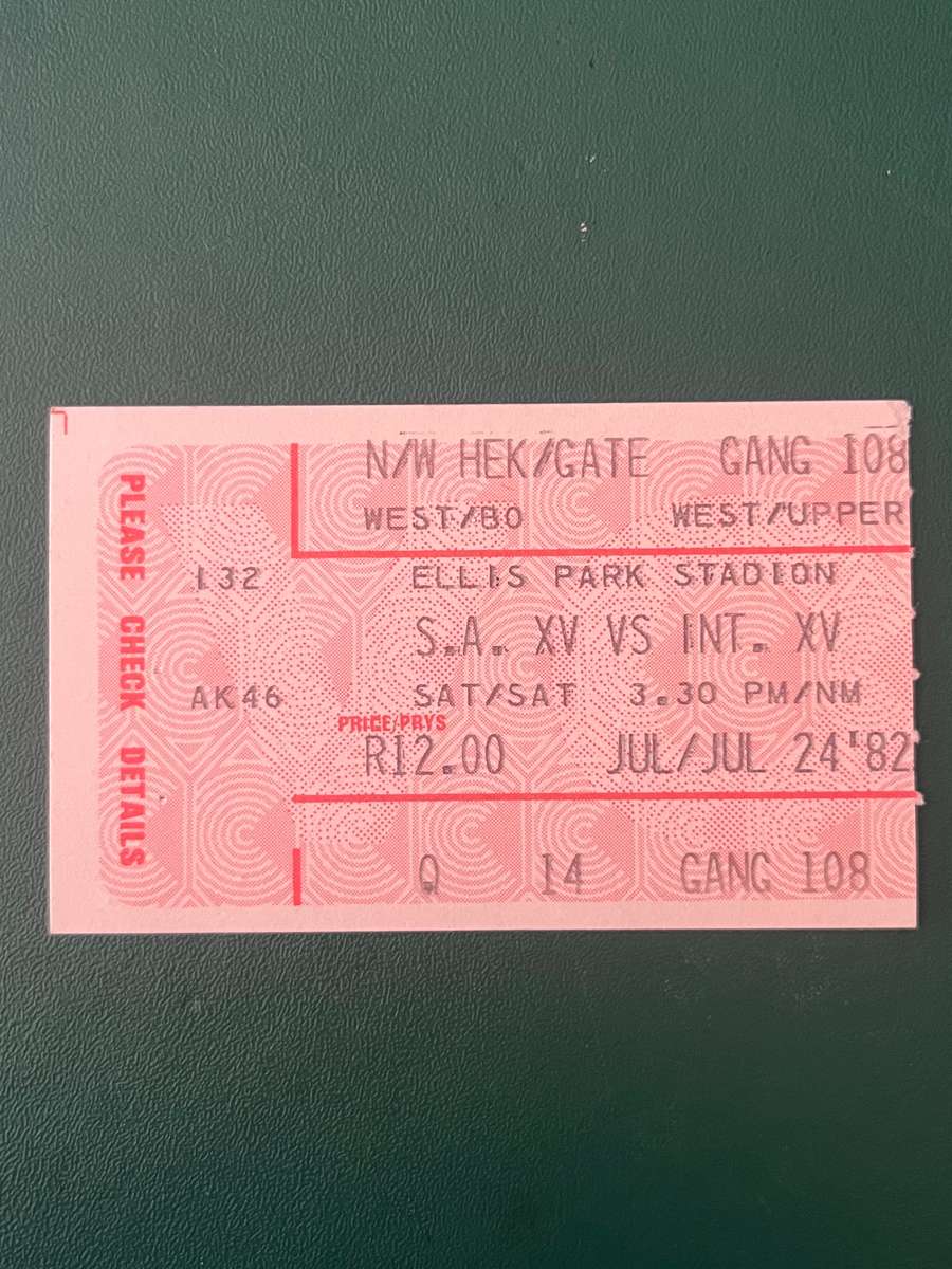 Rugby Ticket - South-Africa XV vs International XV 24/07/1982
