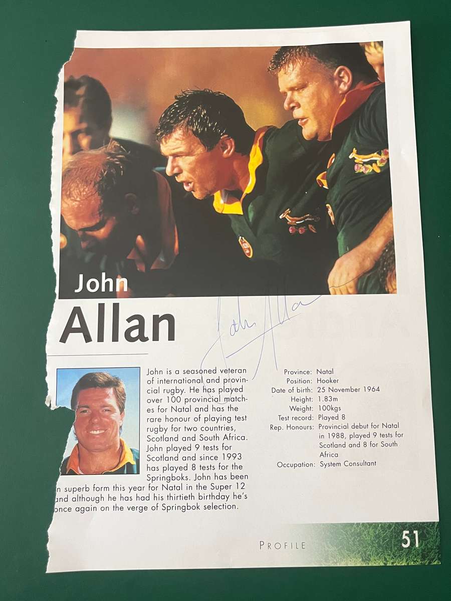 Rugby Signature - *SIGNED* John Allan