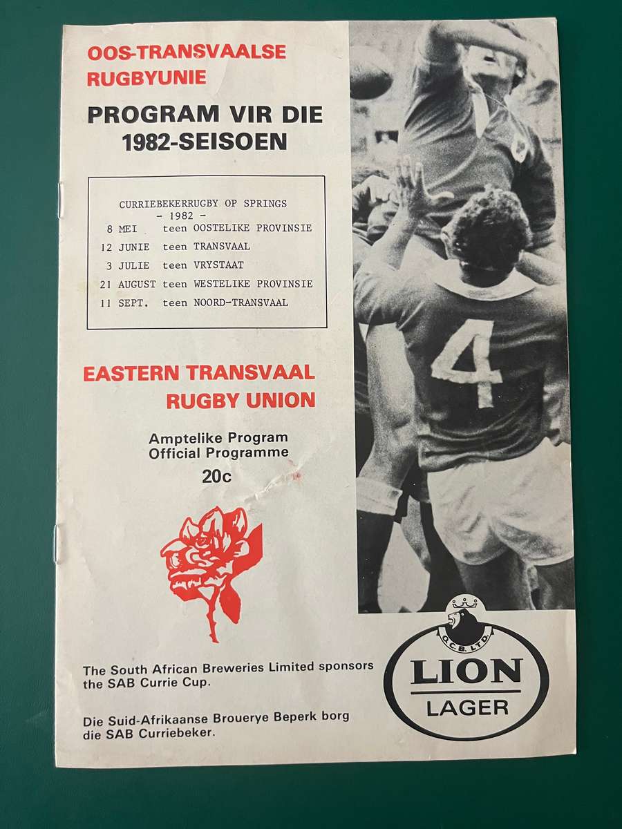 Rugby Programme - Eastern-Transvaal vs Eastern-Province 08/05/1982
