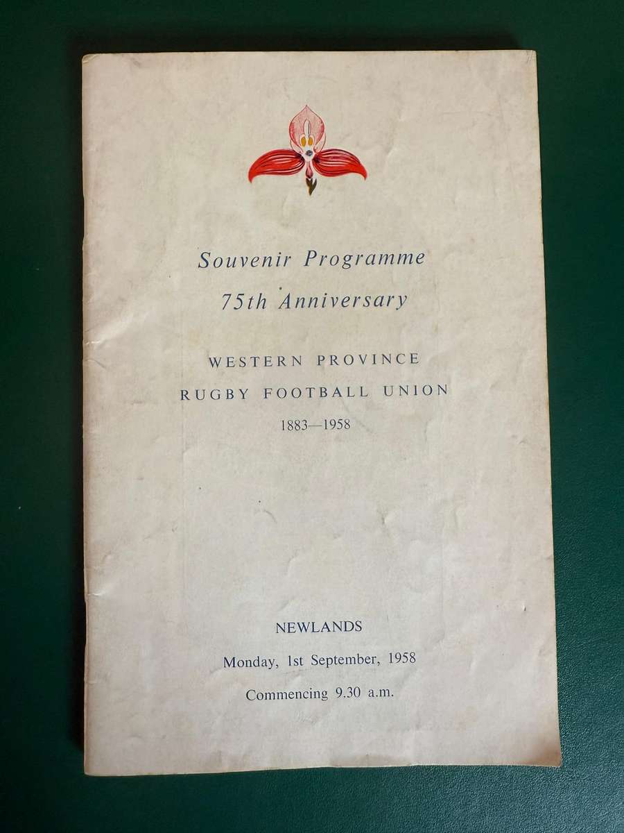 Rugby Programme - *WP 75 year Anniversary* Western-Province vs Natal 01/09/1958