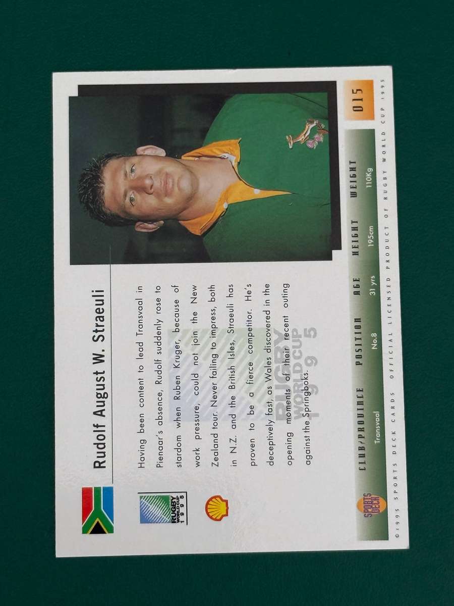 Rugby Card - *SIGNED* Rudolf Streauli 1995 Sports Deck Rugby Card